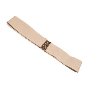 Y2K Elastic Waist Belt Cinch Dress Belt Adjustable Gold Buckle Large Made in USA